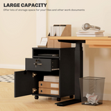 HOMCOM 60cm Mobile Storage Cabinet with Drawer, Cupboard and Open Shelf – Lockable Wheels, Black