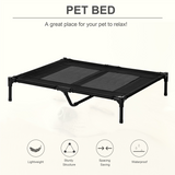 PawHut Large Elevated Pet Cot – Portable Raised Dog Bed for Camping & Outdoors, Black, 92 x 76 cm
