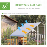 PawHut Walk-In Chicken Run with Galvanised Frame & Cover, 3 x 4 x 2m – Large Chicken Coop for 8–12 Chickens