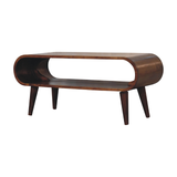 Artisan Furniture Solid Wood Amaya Nordic Style Coffee Table with Open Slot – Rounded Edges, Dark Brown
