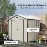 Outsunny 8 x 6ft Garden Shed with Foundation Kit, Vents and Lockable Door – Aluminium Frame, Cream White