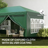Outsunny 3 x 6m Pop-Up Gazebo Party Tent with 6 Removable Sidewalls & Carry Bag – Steel Frame Marquee, Green