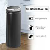 HOMCOM 50L Stainless Steel Sensor Kitchen Bin with Removable Inner Bucket – Black