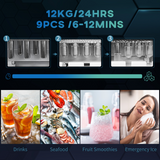 HOMCOM Countertop Ice Maker with 12kg per 24h Output & Scoop – Makes 9 Cubes in 6–12 Minutes, 1.3L Tank