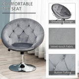 Retro Swivel Tub Bar Stool with Adjustable Height, Chrome Base & Footrest – Armless Counter Seat, Grey