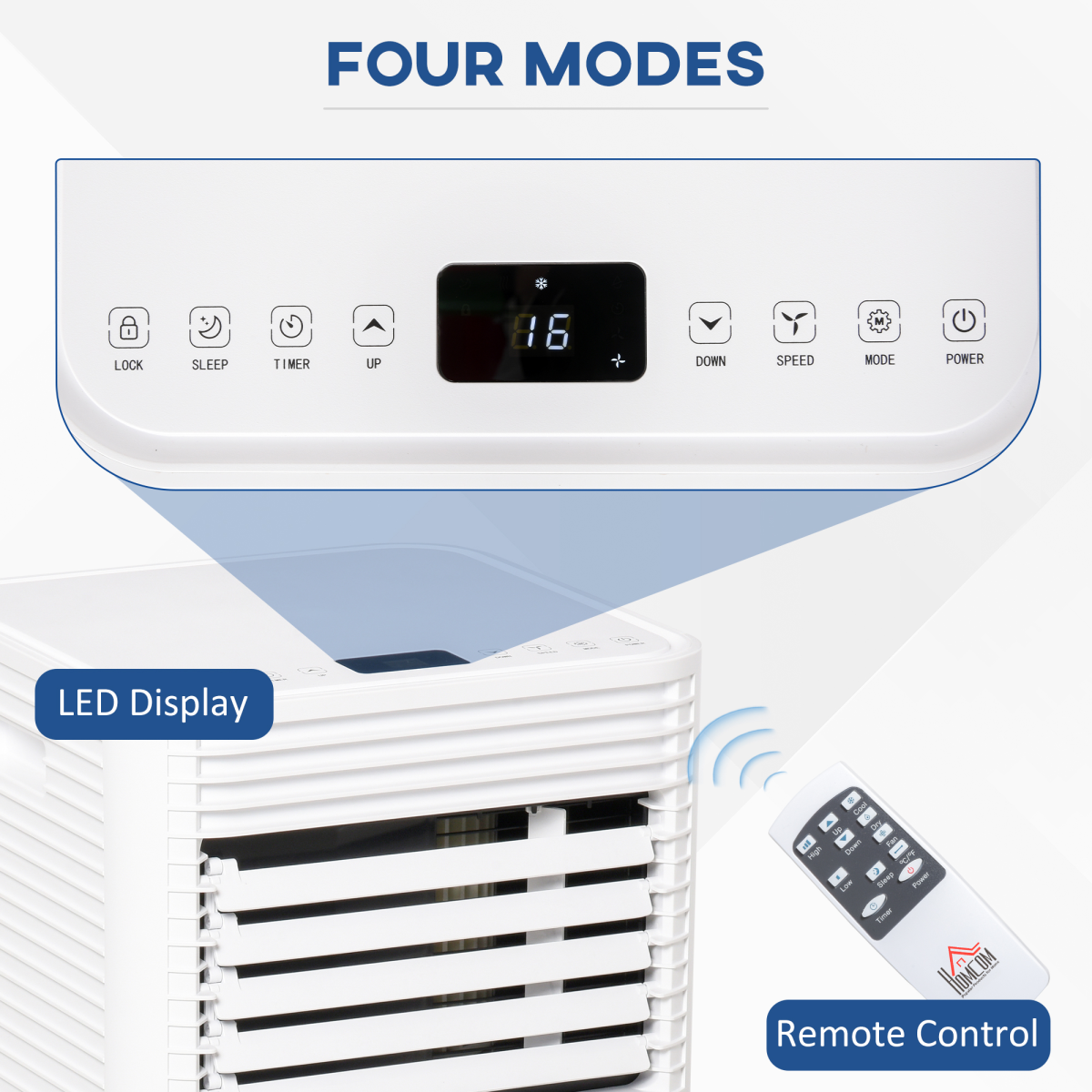 HOMCOM 9000 BTU Portable Air Conditioner with 4 Modes, LED Display & 24-Hour Timer – Home Office Cooling