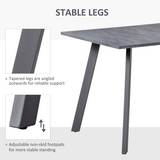Modern Rectangular Dining Table with Powder-Coated Metal Legs & Adjustable Feet – Seats Four, Dark Grey