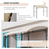 Outsunny BBQ Gazebo Tent 2.2 x 1.5m with 10 Hooks and Curved Canopy – Sun Shade Shelter, Beige