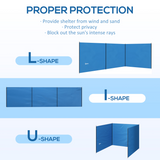 Outsunny Camping Windbreak with Steel Poles & Carry Bag – Portable Wind Blocker Privacy Wall, 540 x 150cm, Blue