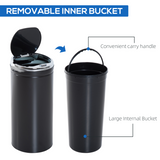 HOMCOM 42L Stainless Steel Sensor Kitchen Bin with Removable Inner Bucket – Black
