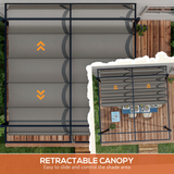 Outsunny 3x4m Aluminium Pergola with Retractable Polyester Canopy – Rust-Resistant Garden Shelter, Dark Grey
