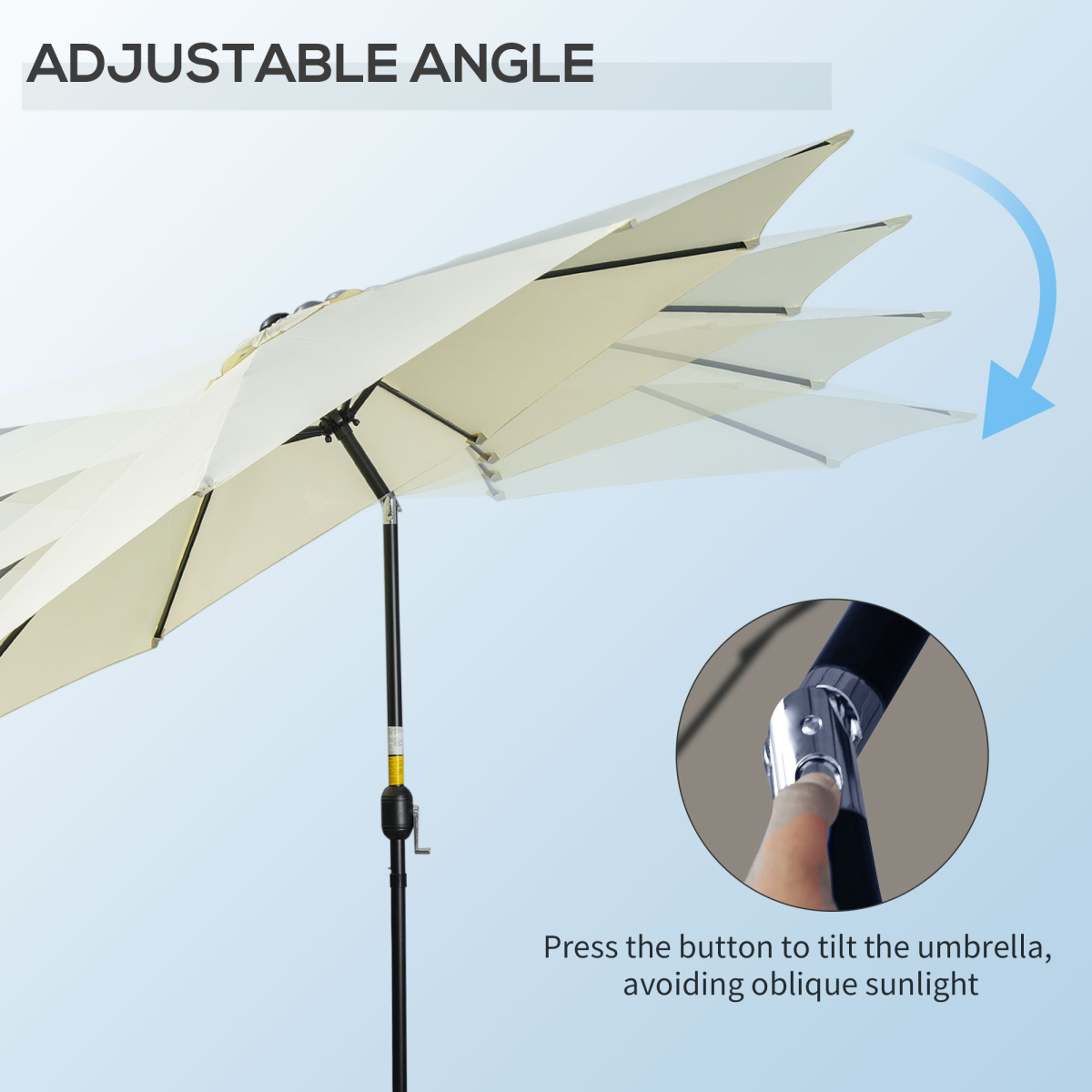 Outsunny 3m Patio Parasol with Tilt & Crank, 8 Ribs & Powder-Coated Steel Pole – Garden Sun Shade, Beige