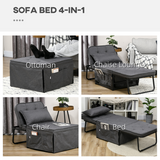 HOMCOM 4-in-1 Folding Sleeper Chair Bed with Pillow & Side Pockets – Space-Saving Spare Bed, Charcoal