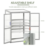 Outsunny Wooden Cold Frame Greenhouse with Polycarbonate Panels, Double Doors and Adjustable Shelf, Grey