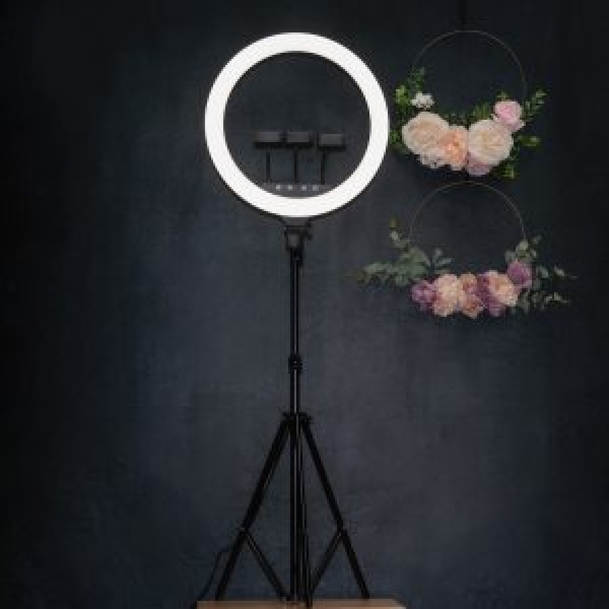 Eclipse Ring Light with Adjustable Tripod Stand and Three Phone Holders – Filming and Content Creation