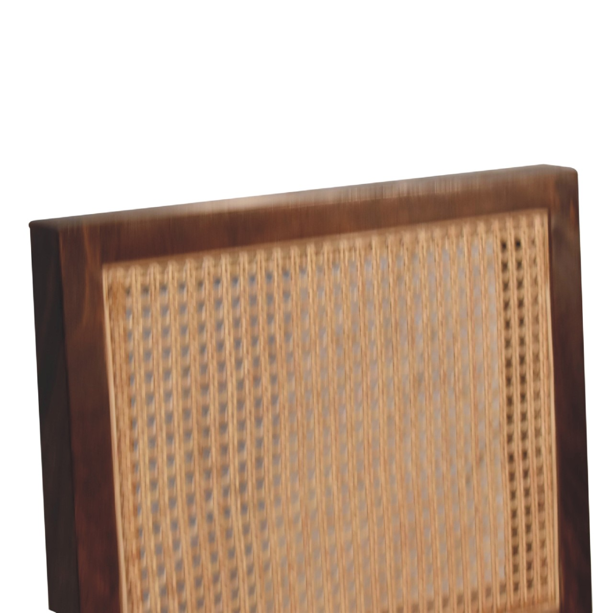 Artisan Furniture Boucle Upholstered Chair with Rattan Back & Solid Mango Wood Frame – Cream and Brown