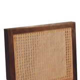 Artisan Furniture Boucle Upholstered Chair with Rattan Back & Solid Mango Wood Frame – Cream and Brown