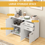 HOMCOM Modern Sideboard Kitchen Storage Cabinet with 2 Drawers, Cupboards & Adjustable Shelves