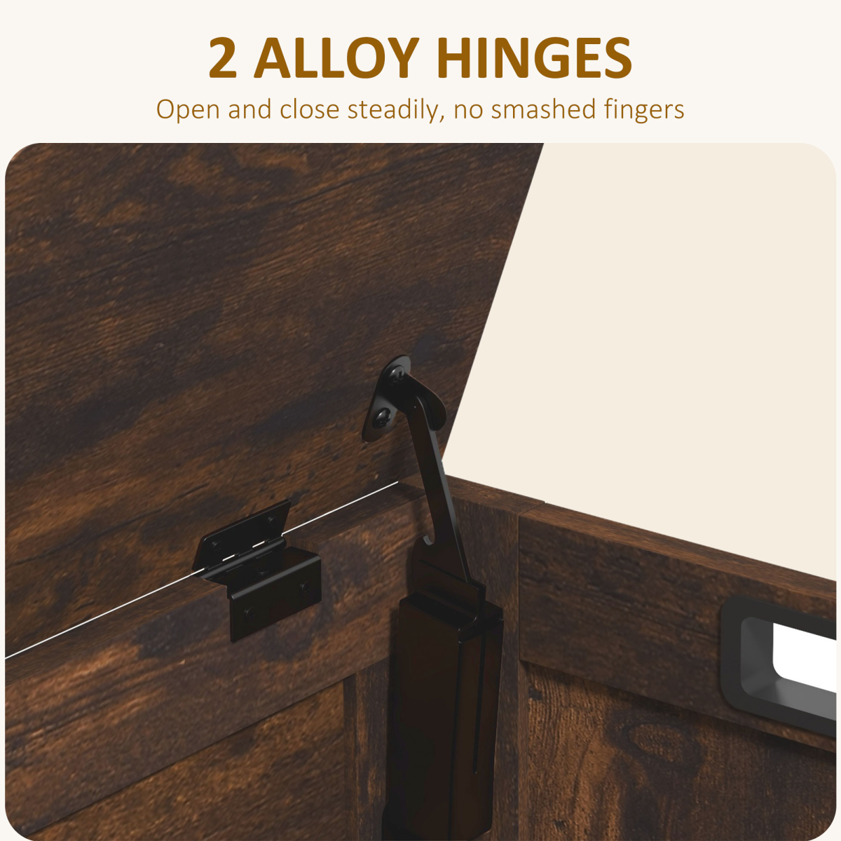 Rustic Brown Storage Bench with Hinged Lid & Side Handles – Entryway Shoe Bench, Storage Chest, MDF