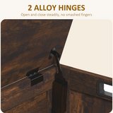 Rustic Brown Storage Bench with Hinged Lid & Side Handles – Entryway Shoe Bench, Storage Chest, MDF