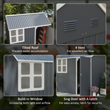 Outsunny 7 x 6ft Galvanised Steel Garden Shed with Window & 4 Vents – Outdoor Tool & Bike Storage, Dark Grey