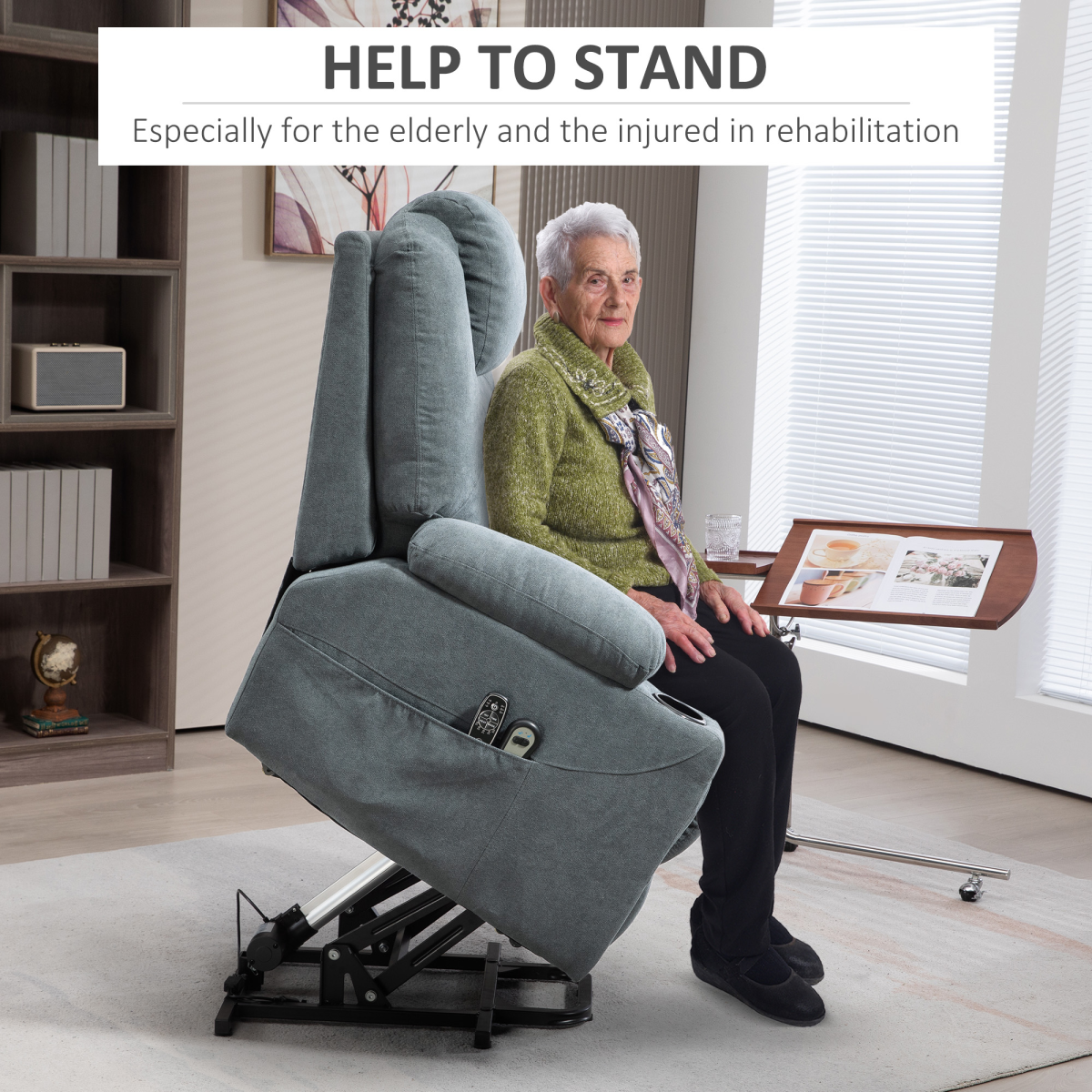 HOMCOM Lift Chair with Vibration Massage & Heat, 45° Lift and Recline – Riser Recliner, Grey