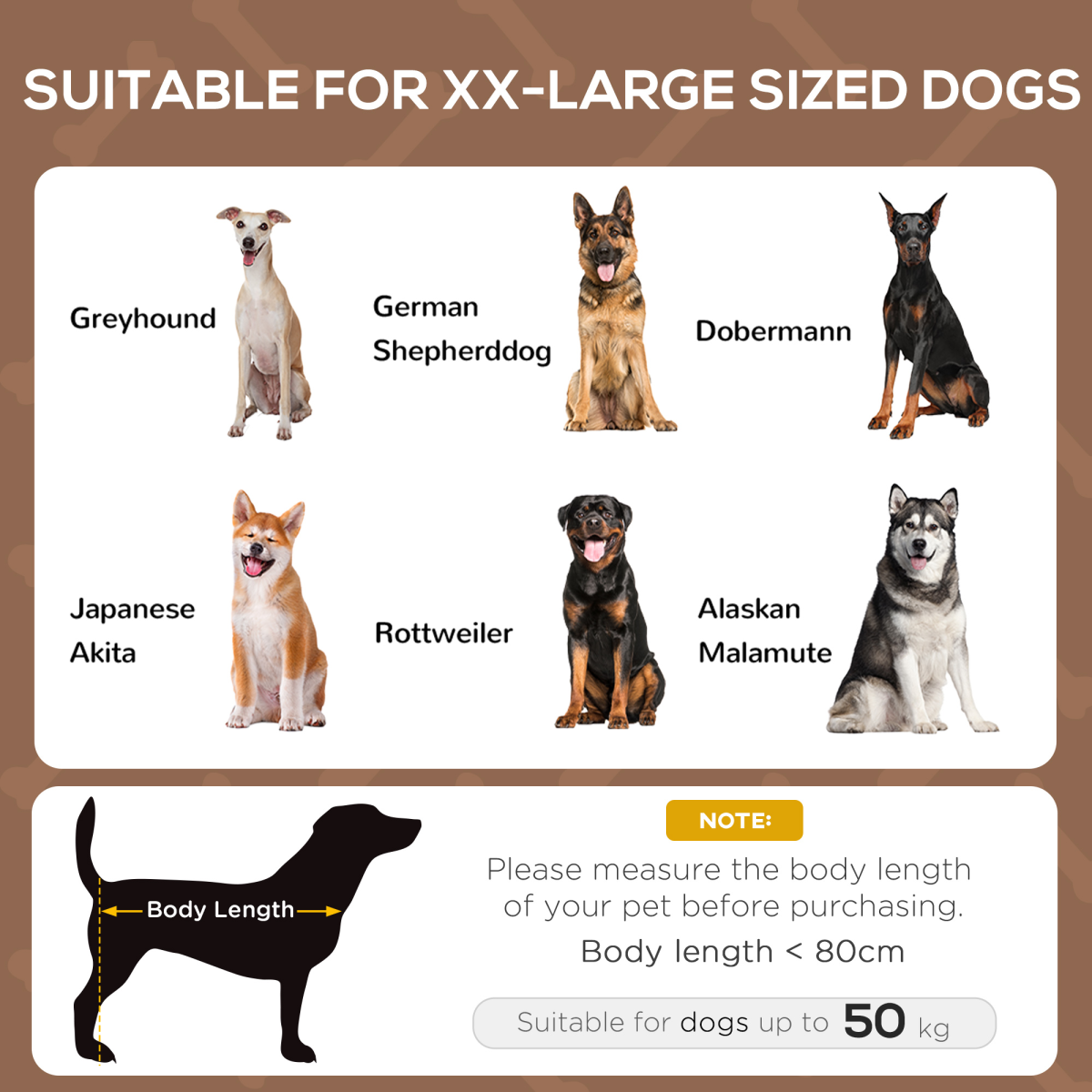 PawHut Elevated Dog Cot Bed with Removable Canopy, 122 cm – Outdoor Pet Shelter for XXL Dogs, Coffee