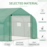 Outsunny Walk-in Garden Greenhouse 3.5 x 3 x 2m with Zippered Roll-Up Door & 6 Mesh Windows – Green