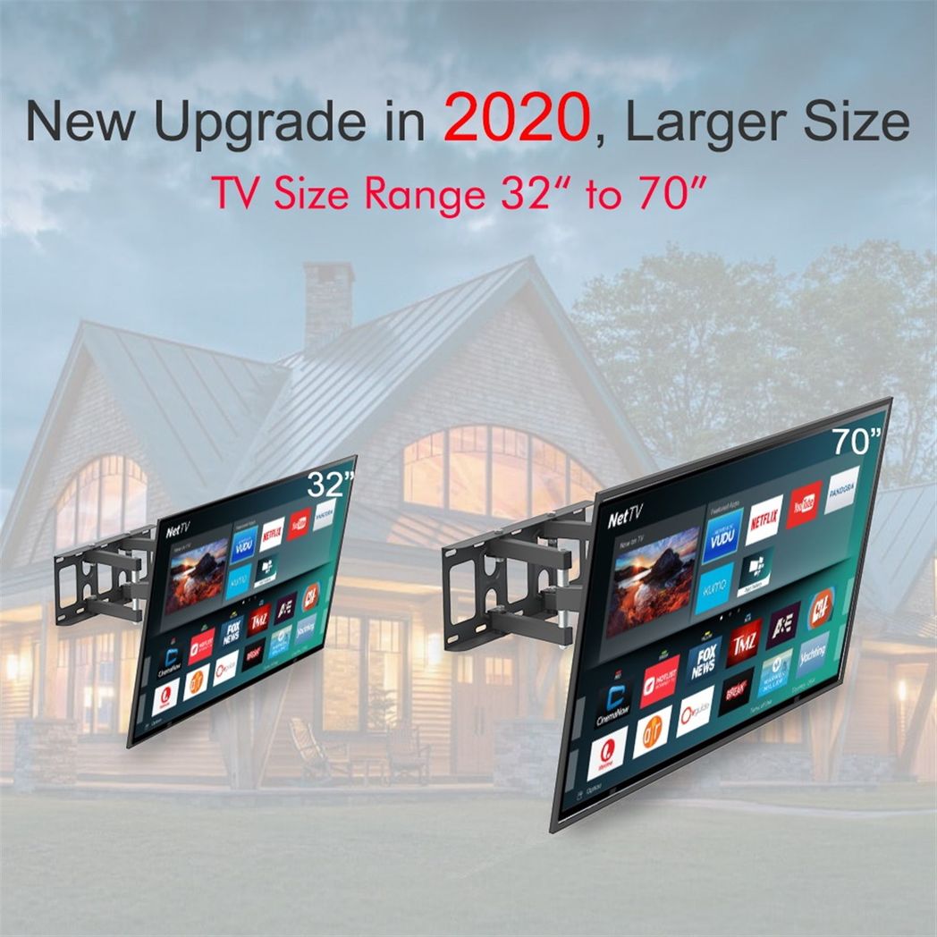LEADZM TMDS-101 Double Pendulum TV Wall Mount for 32-70 Inch TVs with Tilt – 50kg Capacity, Black