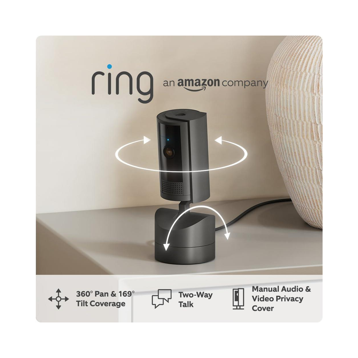 Ring Pan-Tilt Indoor Security Camera with HD Live View & Two-Way Talk – Plug-In Smart Home Camera, Black