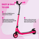 HOMCOM Kids Electric Scooter, 120W with Battery Level Display & Rear Brake – E-Scooter for Ages 6+, Pink