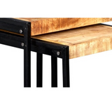 Cosmo Industrial Nest of 2 Tables in Mango Wood & Reclaimed Metal – Hand-Crafted Side Tables