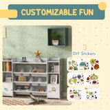 AIYAPLAY Kids Toy Storage Organiser with 8 Removable Bins, Bookcase & Cupboard – White