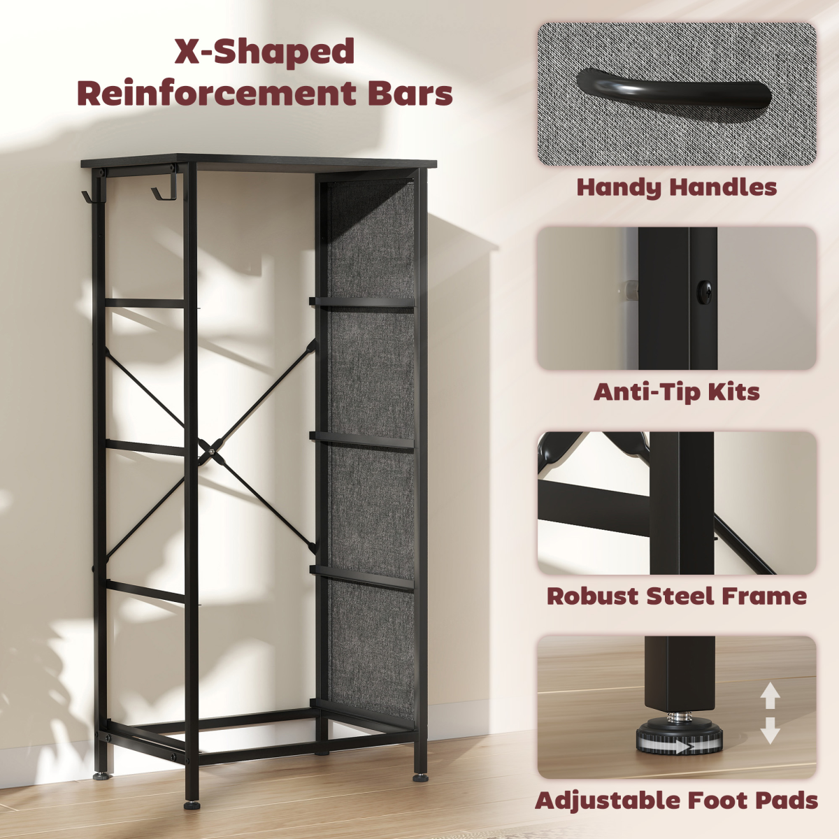 Wooden Chest of 4 Drawers with Side Pockets – Compact Bedroom & Nursery Storage