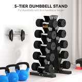 SPORTNOW Five-Tier Dumbbell Rack Weight Tree with Non-Slip Feet – Steel Storage Stand for Home Gym