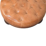Artisan Furniture Solid Wood Sfera Coffee Table, Brown Leather Tufted Top & Ball Feet – California Walnut