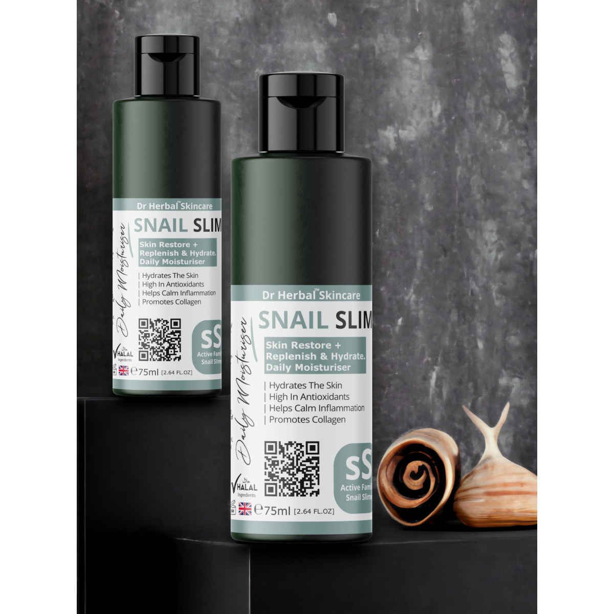 DR HERBAL Daily Moisturiser with Snail Slime, Aloe Vera & Vitamin E – Lightweight Skin Care, 75ml