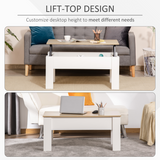 HOMCOM Lift-Top Coffee Table with Hidden Storage Compartment – Laptop and Sofa Dining Table