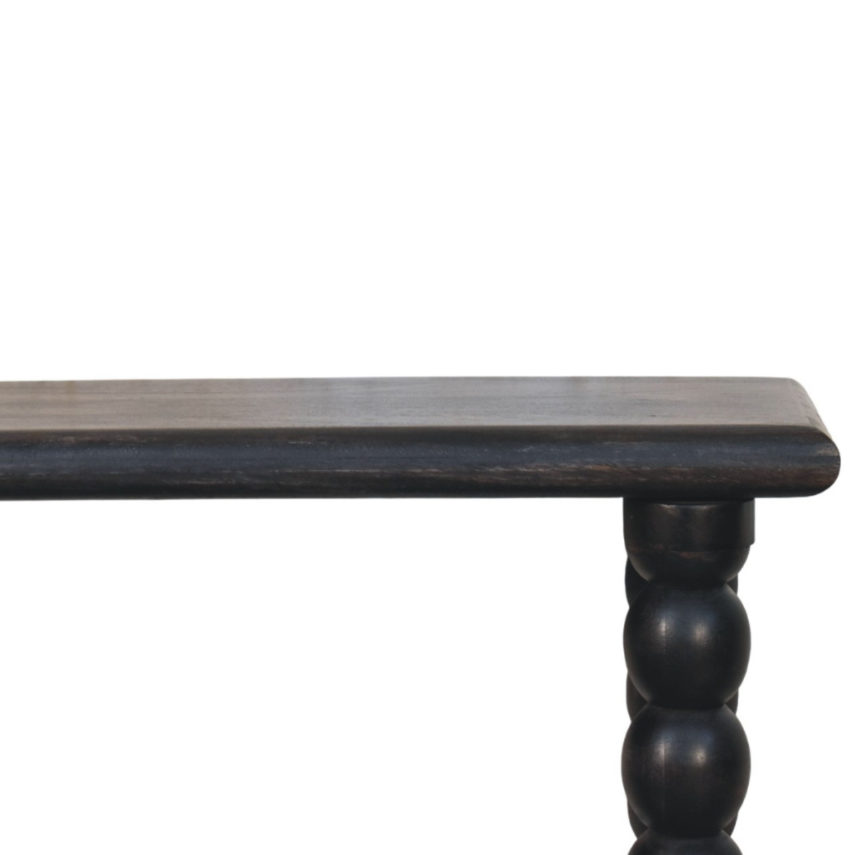Artisan Furniture Solid Mango Wood Spindle Linear Console with Turned Legs – Hallway Console Table, Black