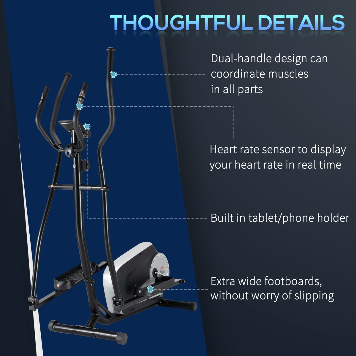 HOMCOM Elliptical Cross Trainer with 8 Resistance Levels & LCD Monitor – Home Cardio Machine, Black