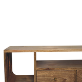 Artisan Furniture Solid Mango Wood Soba Nordic Media Unit, 2 Drawers & T-Bar Handles – TV Storage, Beige