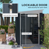 Outsunny 7.6x4ft Galvanised Steel Garden Storage Shed with Window, Vents & Lockable Door, Dark Grey