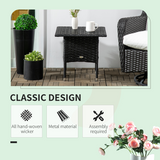Outsunny PE Rattan Outdoor Coffee Table with Galvanised Steel Frame – Patio & Garden Side Table, Black