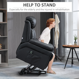HOMCOM PU Leather Electric Lift and Rise Recliner, Overstuffed Design – Standing Assistance Chair, Black