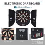 Electronic Dartboard Set with 26 Games, 185 Variations & 6 Darts – LCD Scoring, Up to 8 Players