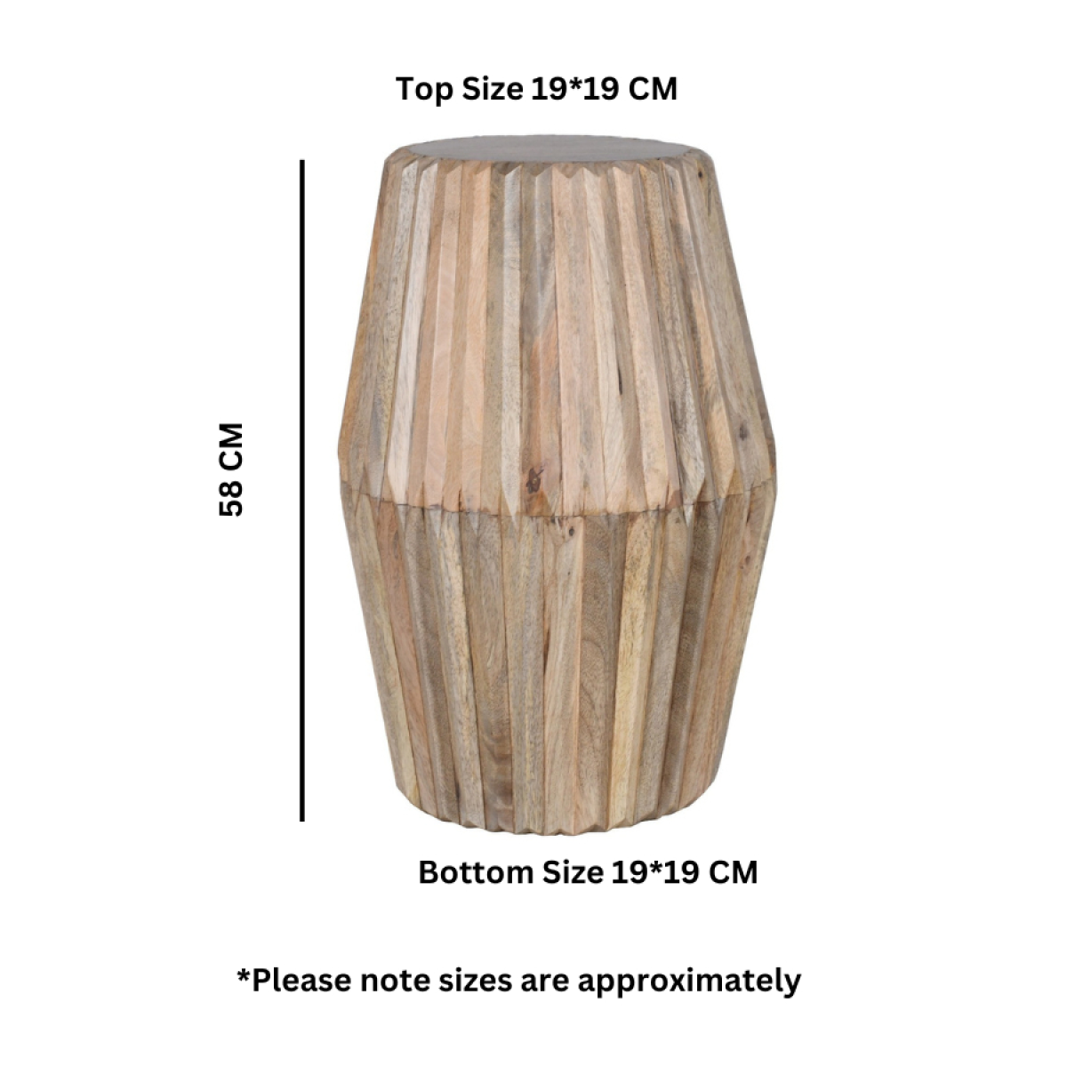 Hudson Hand-Carved Side Table in Solid Mango Wood – Handcrafted Lamp & Bedside Table with Artisan Detail