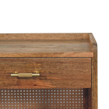 Artisan Furniture Solid Wood Larissa T-Bar Bedside Table with 1 Drawer & 2 Open Slots – Beige