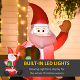 HOMCOM 4ft Inflatable Christmas Santa Claus with Gift & Internal LED Lights – IP44 Indoor Outdoor Xmas Decoration