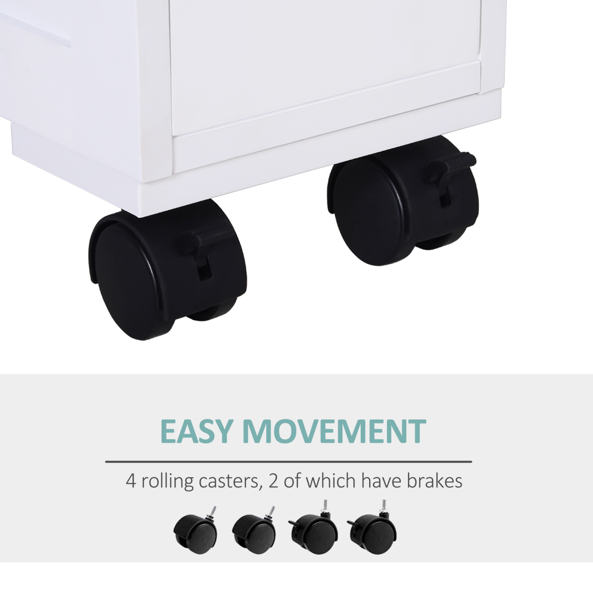 HOMCOM Slim Rolling Bathroom Storage Unit with 2 Drawers – 16cm Wide Space-Saving Trolley