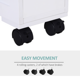 HOMCOM Slim Rolling Bathroom Storage Unit with 2 Drawers – 16cm Wide Space-Saving Trolley